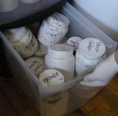  Mix up some differant colors of Procion Dye with water into squirt bottles.